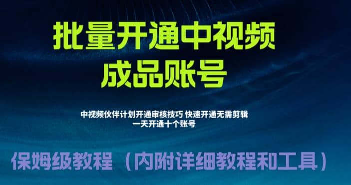 外面收费1980暴力开通中视频计划教程，附 快速通过中视频伙伴计划的办法-阿戒项目库