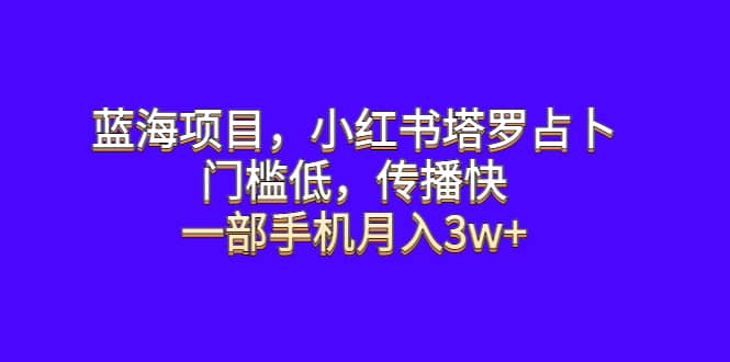 蓝海项目，小红书塔罗占卜，门槛低，传播快，一部手机月入3w-阿戒项目库