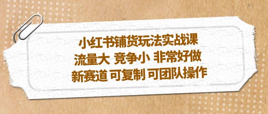 小红书铺货玩法实战课，流量大 竞争小 非常好做 新赛道 可复制 可团队操作-阿戒项目库