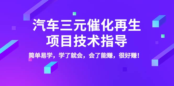 汽车三元催化再生项目技术指导，简单易学，学了就会，会了能赚，很好赚！-阿戒项目库