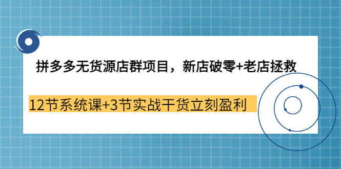 拼多多无货源店群项目，新店破零 老店拯救 12节系统课 3节实战干货立刻盈利-阿戒项目库