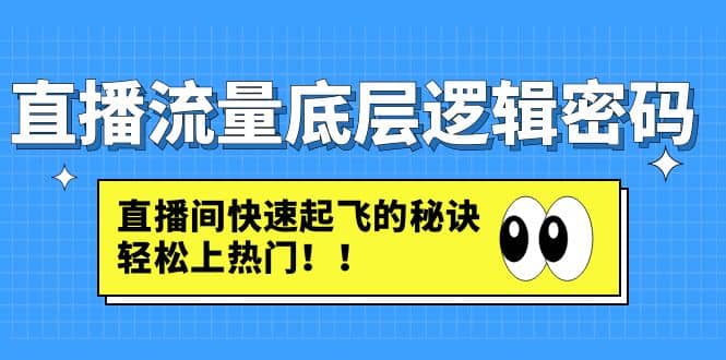 直播流量底层逻辑密码：直播间快速起飞的秘诀，轻松上热门-阿戒项目库