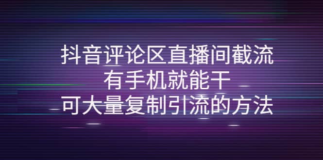 抖音评论区直播间截流，有手机就能干，可大量复制引流的方法-阿戒项目库