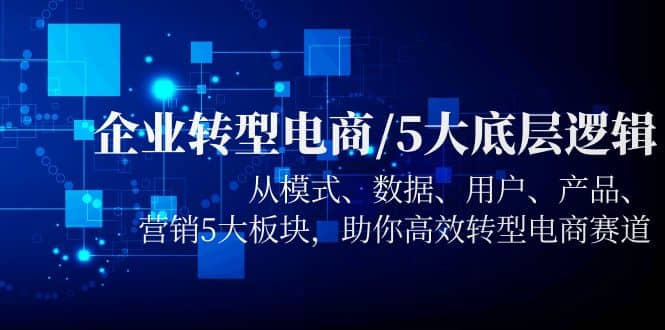 企业转型电商/5大底层逻辑，从模式 数据 用户 产品 营销5大板块，高效转型-阿戒项目库