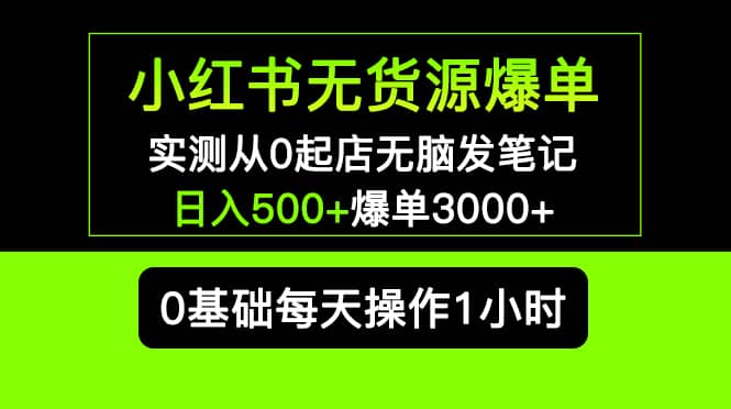 小红书无货源爆单 实测从0起店无脑发笔记爆单3000 长期项目可多店-阿戒项目库