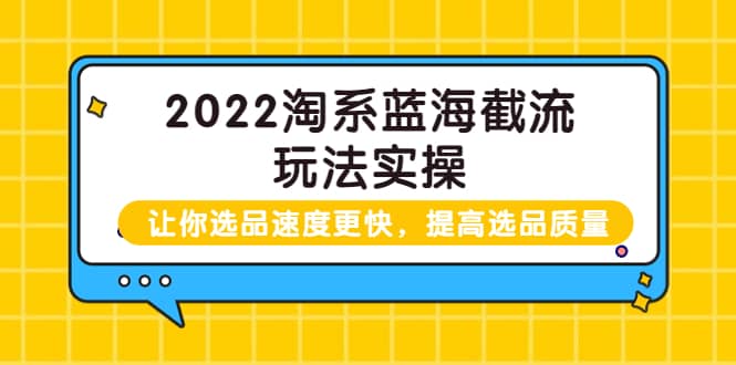 2022淘系蓝海截流玩法实操：让你选品速度更快，提高选品质量（价值599）-阿戒项目库