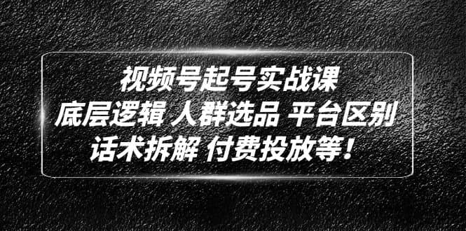 视频号起号实战课：底层逻辑 人群选品 平台区别 话术拆解 付费投放等-阿戒项目库