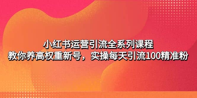 小红书运营引流全系列课程：教你养高权重新号-阿戒项目库