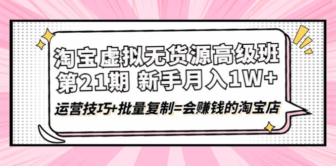 淘宝虚拟无货源高级班【第21期】运营技巧 批量复制=会赚钱的淘宝店-阿戒项目库