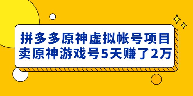 外面卖2980的拼多多原神虚拟帐号项目-阿戒项目库