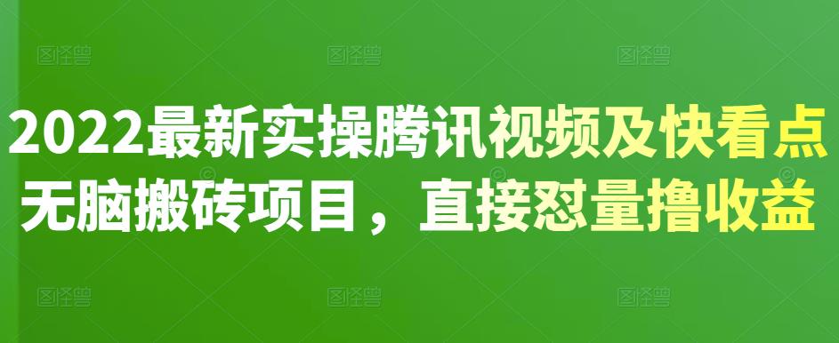 2022最新实操腾讯视频及快看点无脑搬砖项目，直接怼量撸收益-阿戒项目库