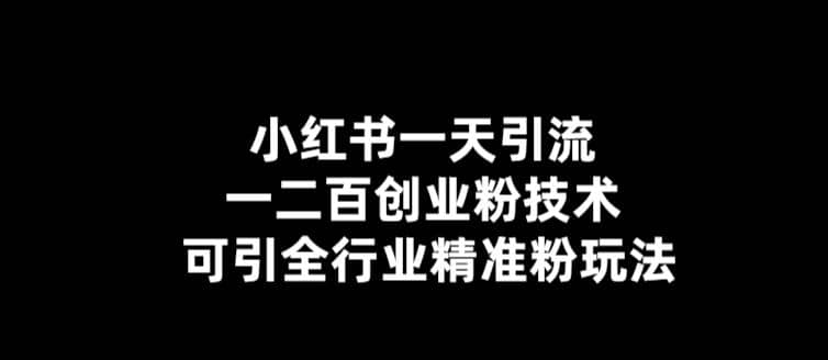 【引流必备】小红书一天引流一二百创业粉技术，可引全行业精准粉玩法-阿戒项目库