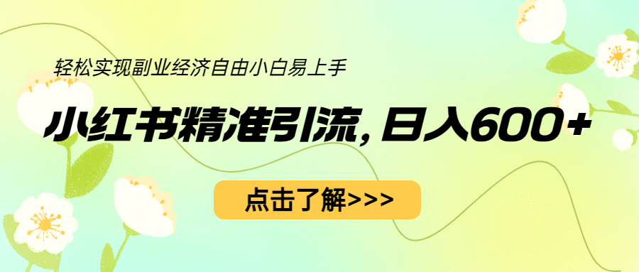 小红书精准引流，小白日入600 ，轻松实现副业经济自由（教程 1153G资源）-阿戒项目库