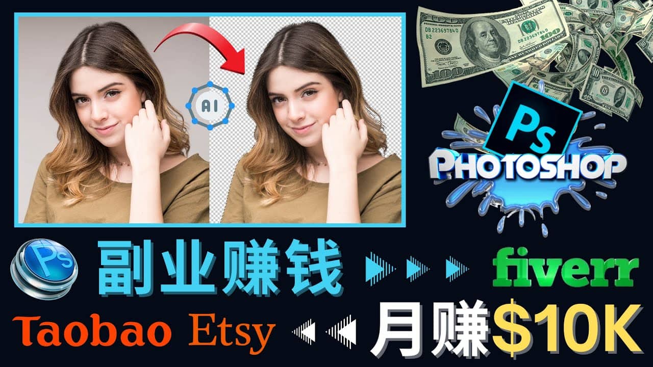 掌握PS修图技能，月赚5000美元以上 – 利用Adobe Photoshop赚钱的3种途径-阿戒项目库