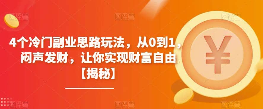 4个冷门副业思路玩法，从0到1，闷声发财，让你实现财富自由【揭秘】-阿戒项目库