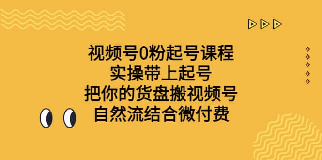 视频号0粉起号课程 实操带上起号 把你的货盘搬视频号 自然流结合微付费-阿戒项目库