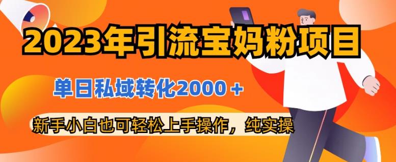 2023年引流宝妈粉项目，单日私域转化2000＋，新手小白也可轻松上手操作，纯实操-阿戒项目库