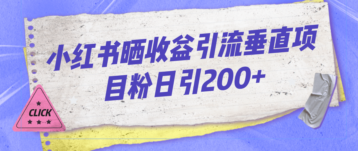 小红书晒收益图引流垂直项目粉日引200-阿戒项目库