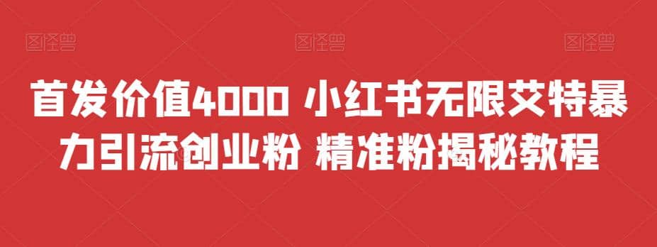 首发价值4000 小红书无限艾特暴力引流创业粉 精准粉揭秘教程-阿戒项目库