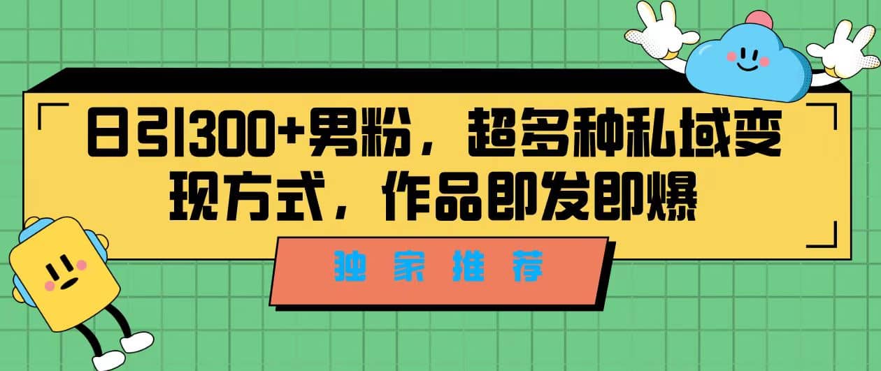 独家推荐！日引300 男粉，超多种私域变现方式，作品即发即报-阿戒项目库