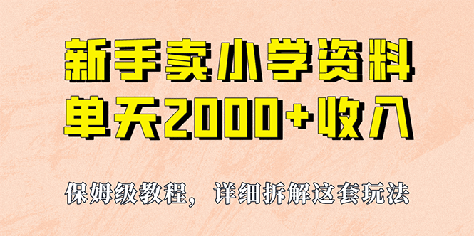 我如何通过卖小学资料，实现单天2000 ，实操项目，保姆级教程 资料 工具-阿戒项目库