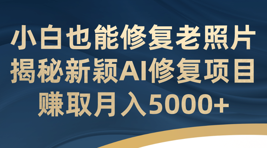 小白也能修复老照片！揭秘新颖AI修复项目，赚取月入5000-阿戒项目库