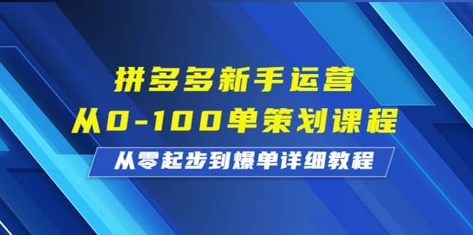 拼多多新手运营从0-100单策划课程，从零起步到爆单详细教程-阿戒项目库