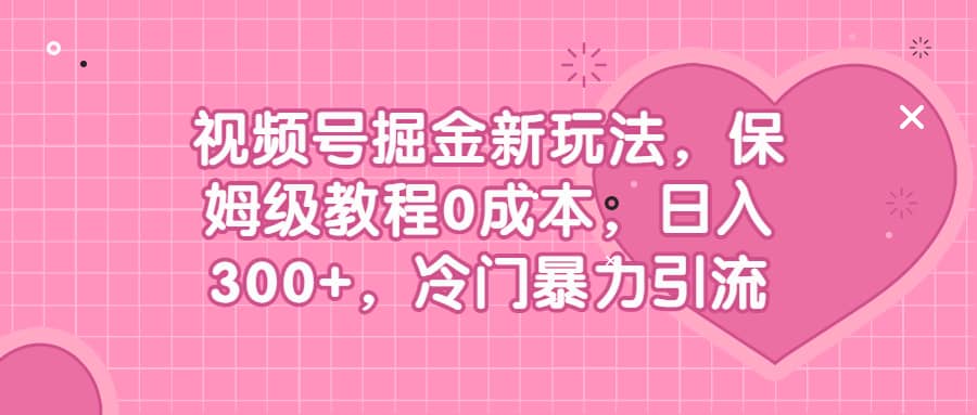 视频号掘金新玩法，保姆级教程0成本，日入300 ，冷门暴力引流-阿戒项目库