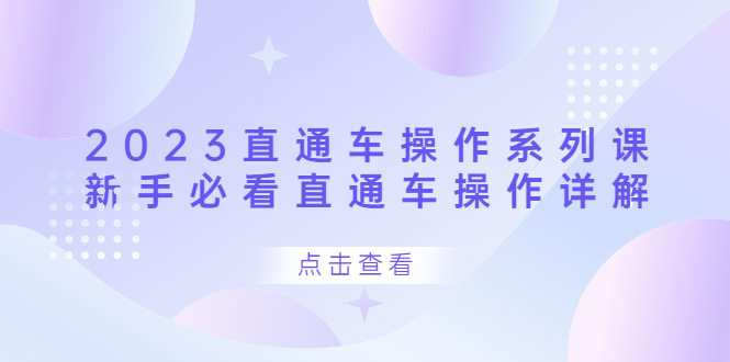 2023直通车操作 系列课，新手必看直通车操作详解-阿戒项目库