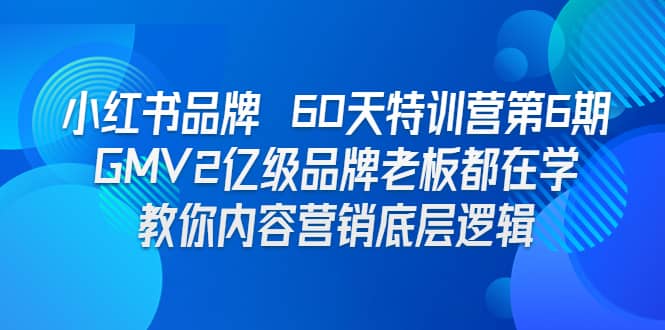 小红书品牌 60天特训营第6期 GMV2亿级品牌老板都在学 教你内容营销底层逻辑-阿戒项目库