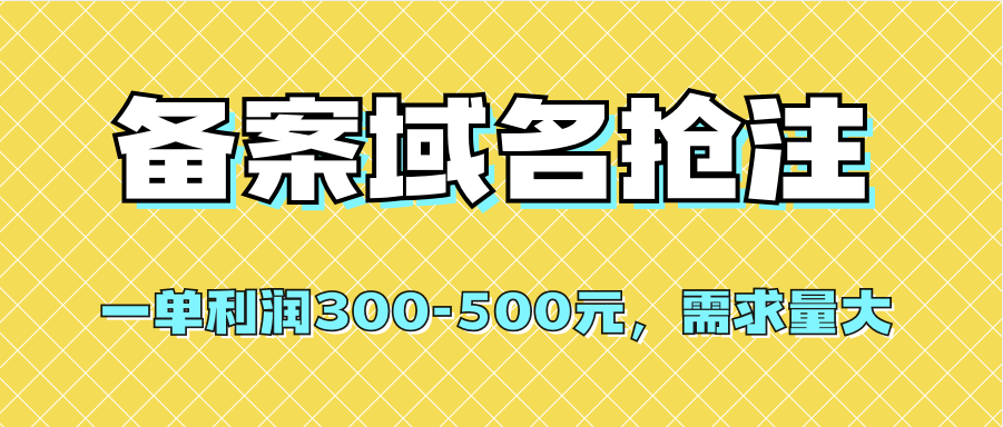 【全网首发】备案域名抢注，一单利润300-500元，需求量大-阿戒项目库