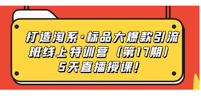 打造淘系·标品大爆款引流班线上特训营5天直播授课！-阿戒项目库