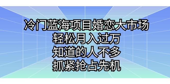 冷门蓝海项目婚恋大市场，轻松月入过万，知道的人不多，抓紧抢占先机-阿戒项目库