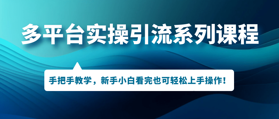 多平台实操引流系列课程，手把手教学，新手小白看完也可轻松上手引流操作-阿戒项目库