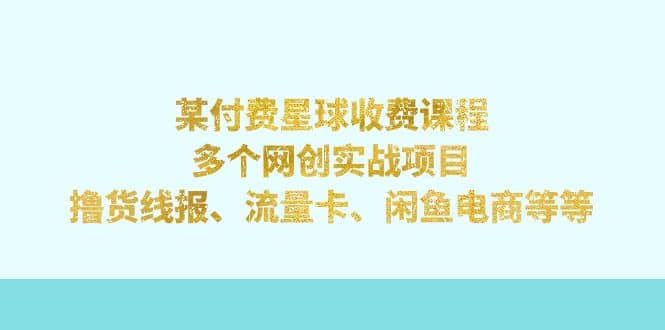 某付费星球课程：多个网创实战项目，撸货线报、流量卡、闲鱼电商等等-阿戒项目库