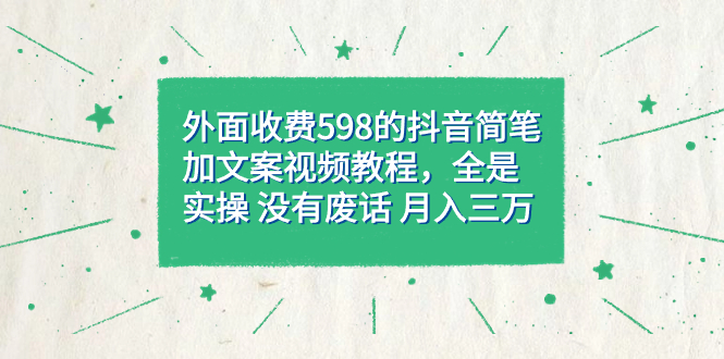 外面收费598抖音简笔加文案教程，全是实操 没有废话 月入三万（教程 资料）-阿戒项目库