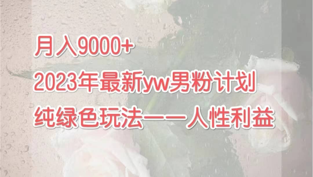 月入9000 2023年9月最新yw男粉计划绿色玩法——人性之利益-阿戒项目库