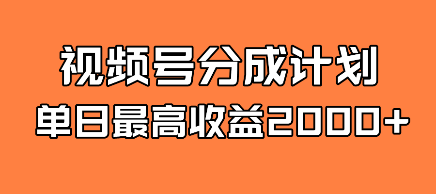 全新蓝海 视频号掘金计划 日入2000-阿戒项目库