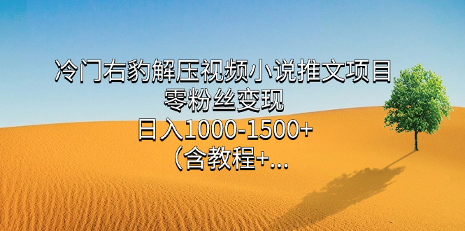 冷门右豹解压视频小说推文项目，零粉丝变现，日入1000-1500 （含教程）-阿戒项目库