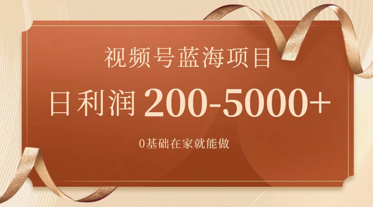 视频号蓝海项目，0基础在家也能做，一天200-5000 【附266G资料】-阿戒项目库