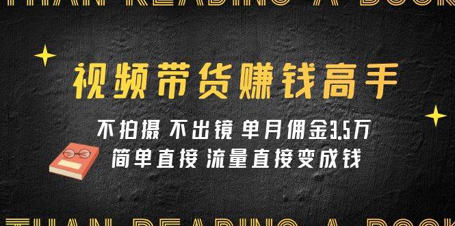 视频带货赚钱高手课程：不拍摄 不出镜 单月佣金3.5w 简单直接 流量直接变钱-阿戒项目库