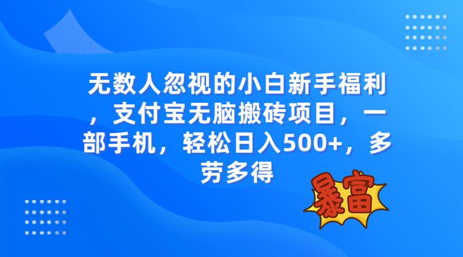 无数人忽视的项目，支付宝无脑搬砖项目，一部手机即可操作，轻松日入500-阿戒项目库