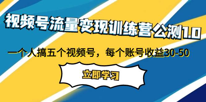 视频号流量变现训练营公测1.0：一个人搞五个视频号，每个账号收益30-50-阿戒项目库