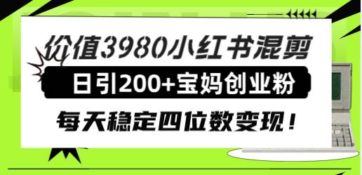 价值3980小红书混剪日引200 宝妈创业粉，每天稳定四位数变现！-阿戒项目库