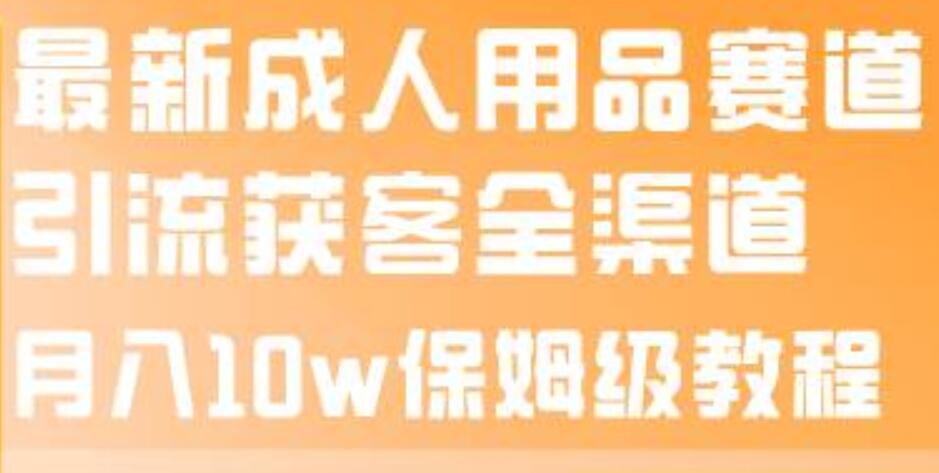 最新成人用品赛道引流获客全渠道，月入10w保姆级教程-阿戒项目库