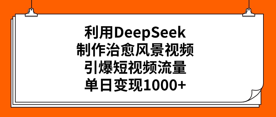 利用DeepSeek制作治愈风景视频，引爆短视频流量，单日变现1000+-阿戒项目库