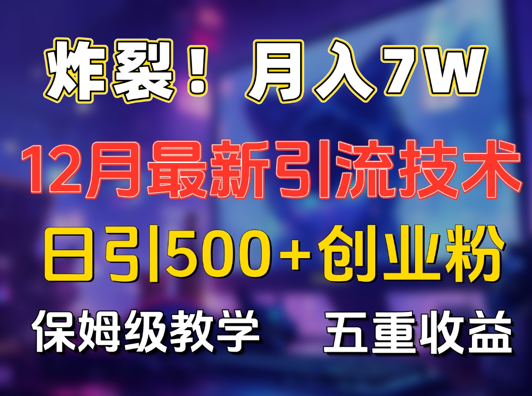 炸裂！月入7W+揭秘12月最新日引流500+精准创业粉，多重收益保姆级教学-阿戒项目库