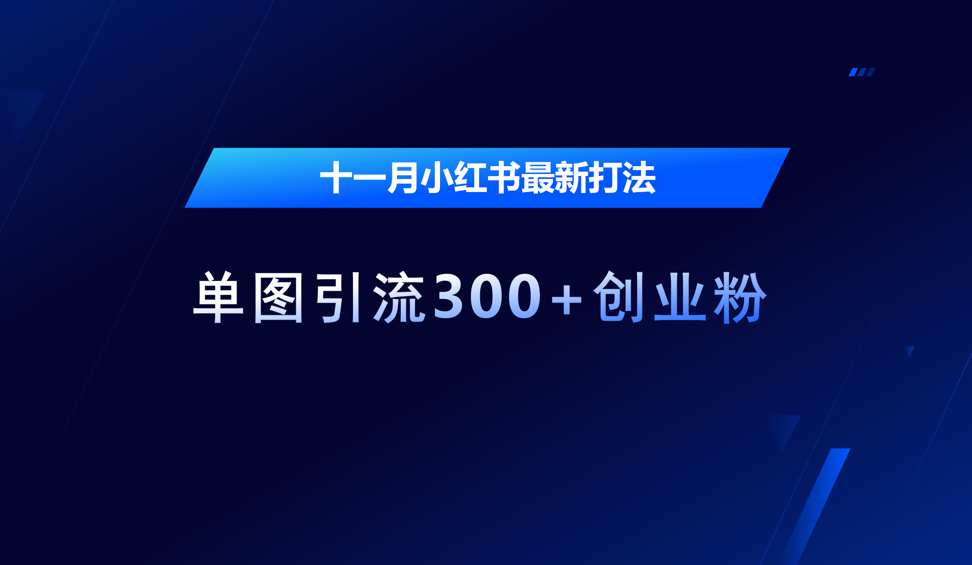 十一月，小红书最新打法，单图引流300+创业粉-阿戒项目库