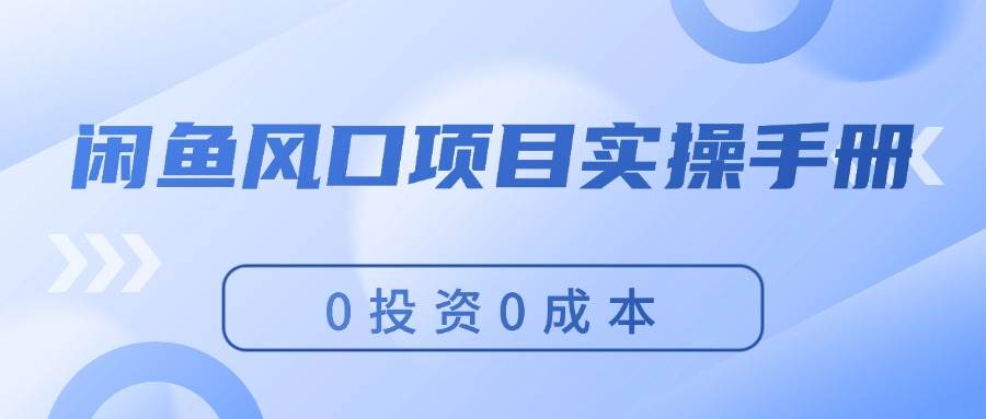 闲鱼风口项目实操手册，0投资0成本，让你做到，月入过万，新手可做-阿戒项目库