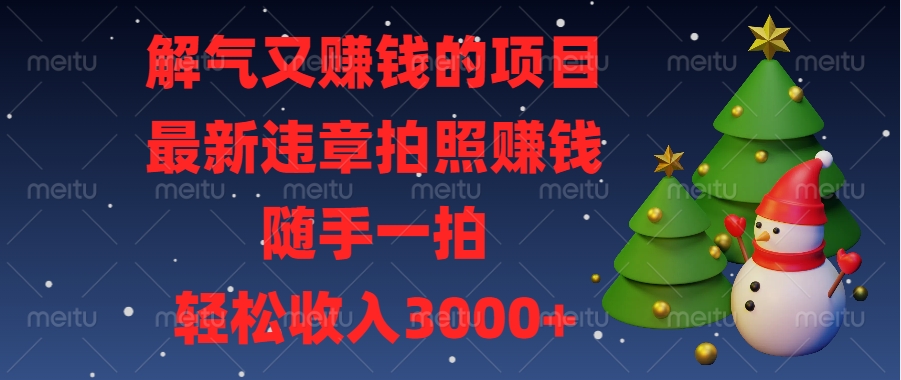 最新违章拍照赚钱，随手一拍，解气又赚钱的项目，轻松收入3000+-阿戒项目库